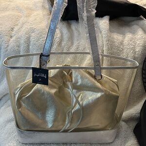 Joseph Ribkoff Gold and Silver Tote with Metallic Finish and Structured Shape